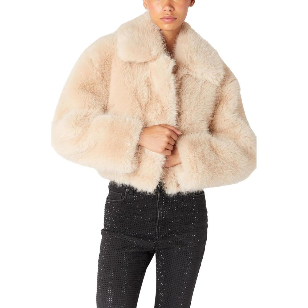 imageBLANKNYC womens Faux Fur Bomber JacketOffwhite