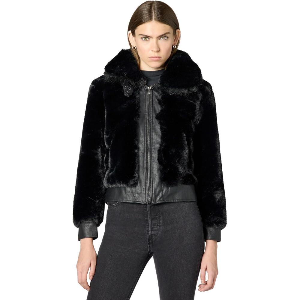 imageBLANKNYC womens Faux Fur Coat Outerwear Comfortable ampamp Stylish JacketBlack Noise