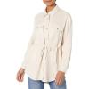 [BLANKNYC] Womens Luxury Clothing Faux Suede Shirt Jacket with Drawstring Waist Detail, Comfortable & Stylish Shacket(Beige)