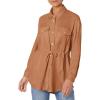[BLANKNYC] Womens Luxury Clothing Faux Suede Shirt Jacket with Drawstring Waist Detail, Comfortable & Stylish Shacket(Rusty Rivets)