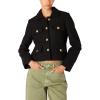 [BLANKNYC] womens Cropped Shirt Jacket With Pocket and Gold Button Detail(Black)