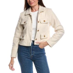 [BLANKNYC] womens Cropped Shirt Jacket With Pocket and Gold Button Detail(Off-white)