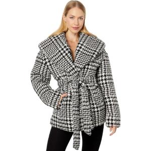 [BLANKNYC] womens Luxury Clothing Houndstooth Puffer Wrap Coat, Comfortable & Stylish Jacket(Pure Emotions)