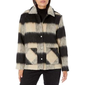 [BLANKNYC] womens Luxury Clothing Oversized Plaid Shirt Jacket, Comfortable & Stylish Shacket(Out of Line)