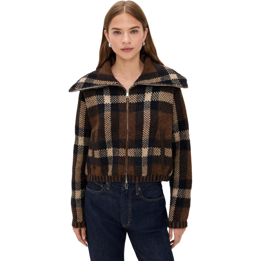 imageBLANKNYC Womens Prep Academy Plaid Sweater JacketMulticolor
