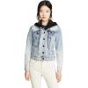 [BLANKNYC] womens Black Hooded Denim Jacket, Comfortable & Stylish Coat(Casual Encounter)
