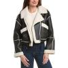[BLANKNYC] womens Leather and Sherpa Bonded Moto Jacket(Black/Ivory)