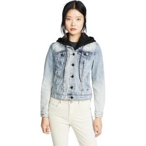 [BLANKNYC] womens Black Hooded Denim Jacket, Comfortable & Stylish Coat(Casual Encounter)