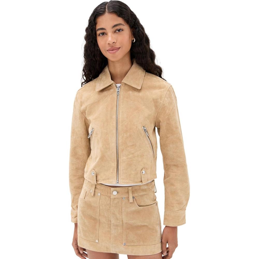 imageBLANKNYC Womens Cinnamon Crunch Real Suede Cropped JacketCamel