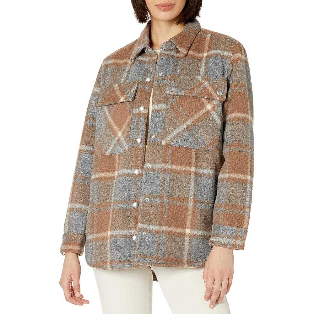 imageBLANKNYC Womens Luxury Clothing Plaid Shirt Jacket Stylish Shacket ampamp Trendy Coat Hit The Trail LargeMountain High