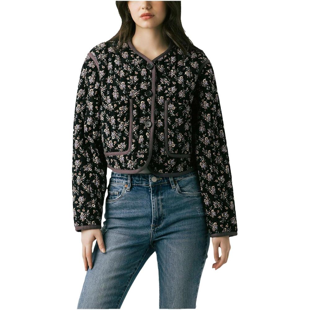 imageBLANKNYC womens Fall Bloom Floral Quilted JacketMulticolor