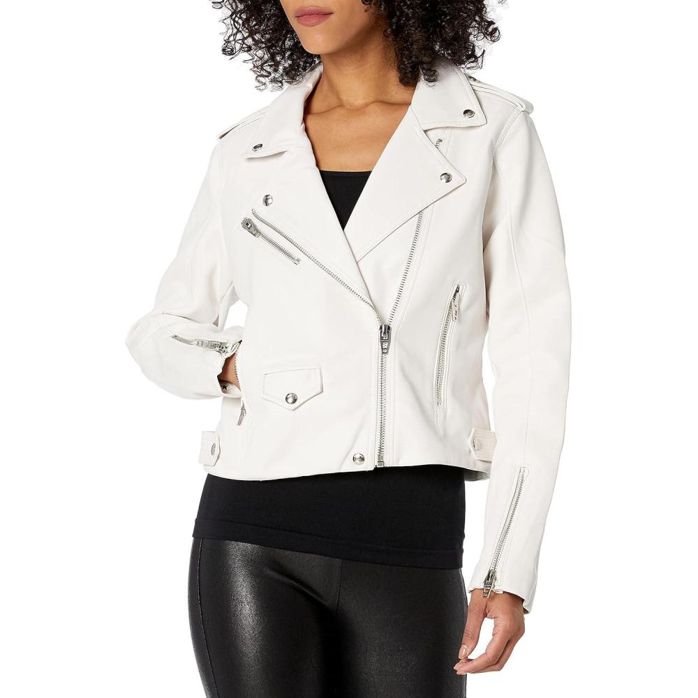 imageBLANKNYC womens Luxury Clothing Vegan Leather Moto Jacket Comfortable ampamp Casual CoatWhite