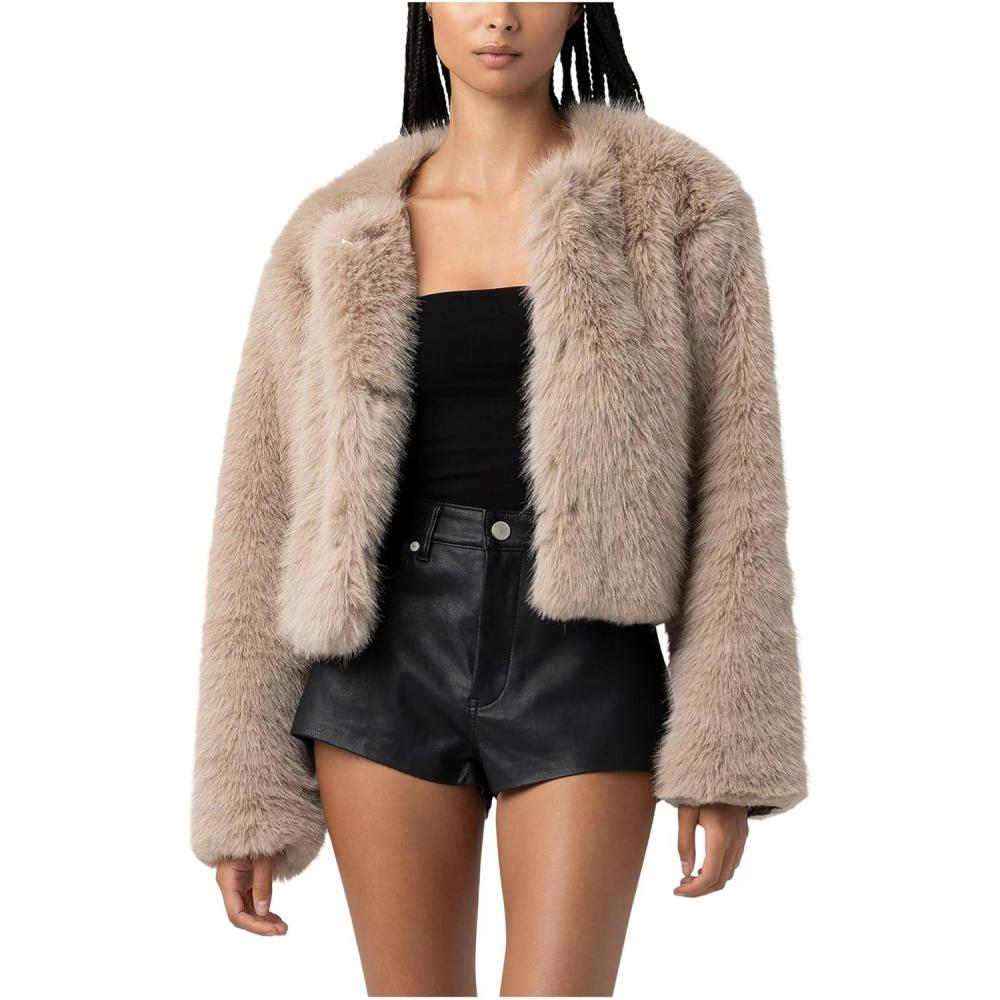 imageBLANKNYC womens Prime Asset Faux Fur Collarless JacketPrime Asset