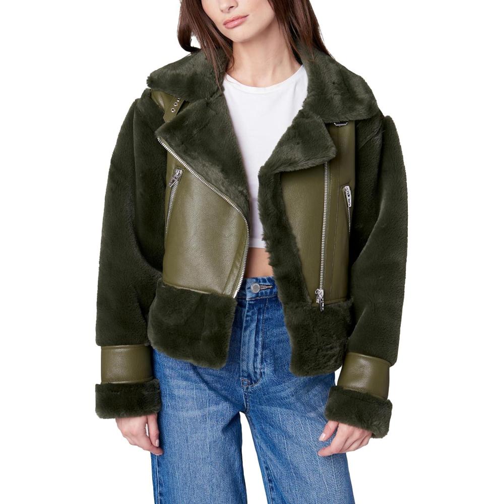 imageBLANKNYC womens Vegan Leather Bonded Moto JacketMountain View