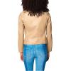 [BLANKNYC] Womens Luxury Clothing Semi Fitted Vegan Leather Motorcycle Jacket(Natural Light)