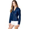 [BLANKNYC] Womens Luxury Clothing Semi Fitted Vegan Leather Motorcycle Jacket(Navy)