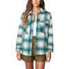 [BLANKNYC] Womens Luxury Clothing Plaid Shirt Jacket, Stylish Shacket & Trendy Coat, Hit The Trail, Large(Green Room)