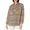 [BLANKNYC] Womens Luxury Clothing Plaid Shirt Jacket, Stylish Shacket & Trendy Coat, Hit The Trail, Large(Mountain High)