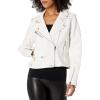 [BLANKNYC] womens Luxury Clothing Vegan Leather Moto Jacket, Comfortable & Casual Coat(White)
