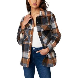 [BLANKNYC] Womens Luxury Clothing Plaid Shirt Jacket, Stylish Shacket & Trendy Coat, Hit The Trail, Large(Hit the Trail)