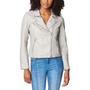 [BLANKNYC] Womens Luxury Clothing Semi Fitted Vegan Leather Motorcycle Jacket(On the Rocks)