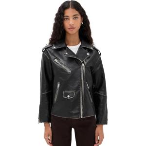 [BLANKNYC] Womens Vegan Leather Moto Jacket(Black Combo)