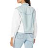 [BLANKNYC] Womens Luxury Clothing Two Toned Indigo & White Patchwork Denim Trucker Jacket, Comfortable & Stylish(No Limit)