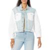 [BLANKNYC] Womens Luxury Clothing Two Toned Indigo & White Patchwork Denim Trucker Jacket, Comfortable & Stylish(No Limit)