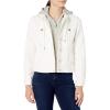 [BLANKNYC] womens Luxury Clothing Denim Trucker Jacket With Removable Hood(Hump Day)