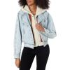 [BLANKNYC] womens Luxury Clothing Denim Trucker Jacket With Removable Hood(Starflower)