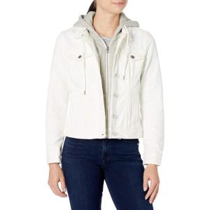[BLANKNYC] womens Luxury Clothing Denim Trucker Jacket With Removable Hood(Hump Day)