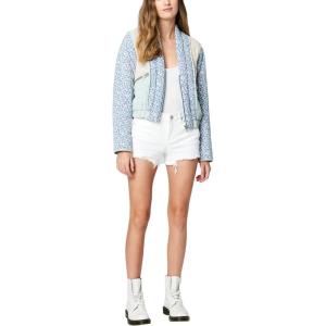 [BLANKNYC] womens Luxury Clothing Patch Work Floral Denim Jacket, Comfortable & Stylish Coat(Summer Romance)