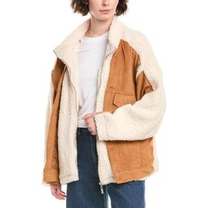 [BLANKNYC] womens Oversized Faux Suede and Sherpa Trucker Jacket(Multicolor)