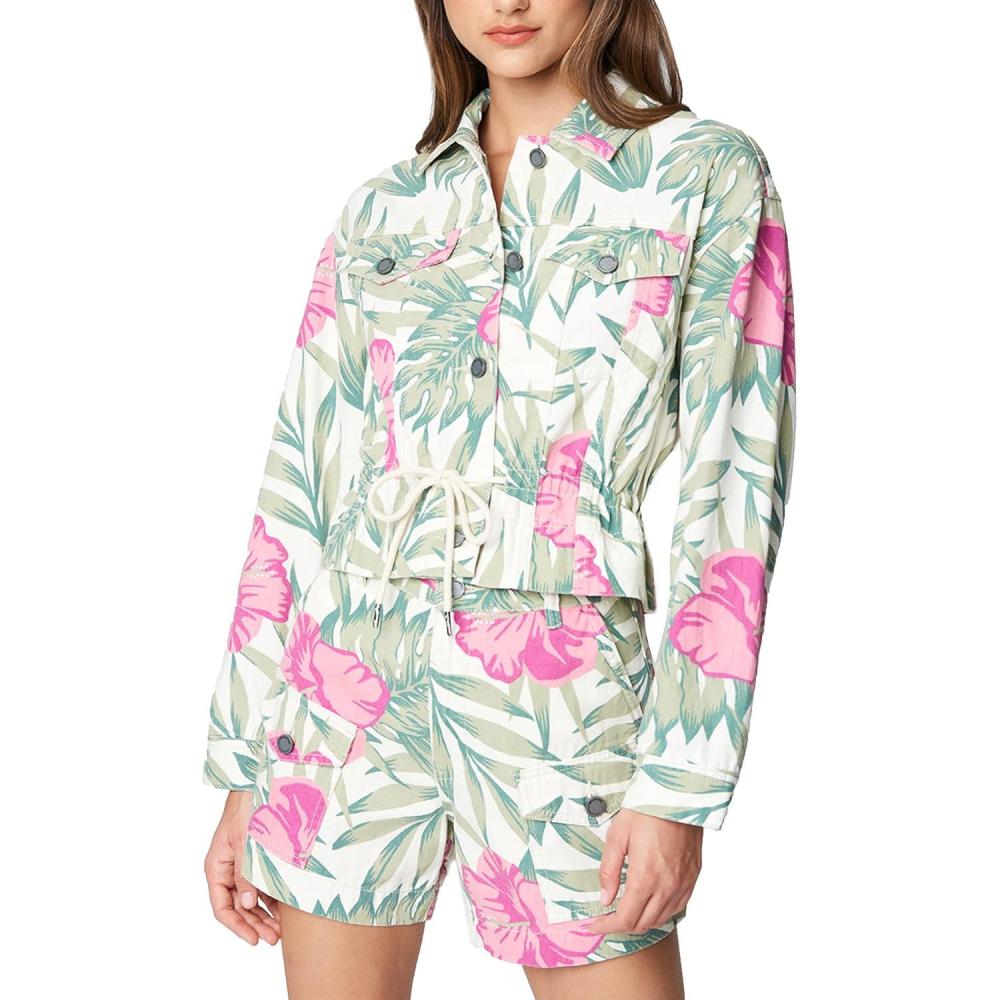 imageBLANKNYC womens Luxury Clothing Denim Trucker JacketBeach Blossom