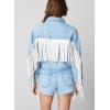 [BLANKNYC] womens Luxury Clothing Denim Trucker Jacket(Nice Try)