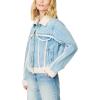 [BLANKNYC] womens Denim Trucker Jacket With Sherpa Detail(Warm and Cozy)