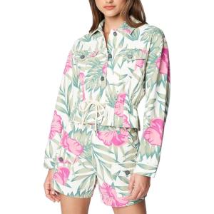 [BLANKNYC] womens Luxury Clothing Denim Trucker Jacket(Beach Blossom)