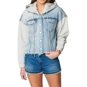 [BLANKNYC] womens Luxury Clothing Hooded Denim Jacket, Comfortable & Stylish Coat(Be Like That)