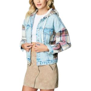 [BLANKNYC] womens Plaid Denim Patchwork Jacket(Multi)