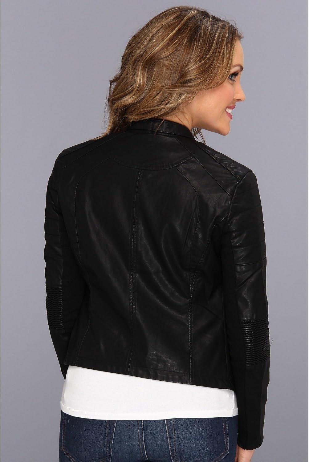 imageBlank NYC Womens Vegan Leather Moto Jacket Black 1