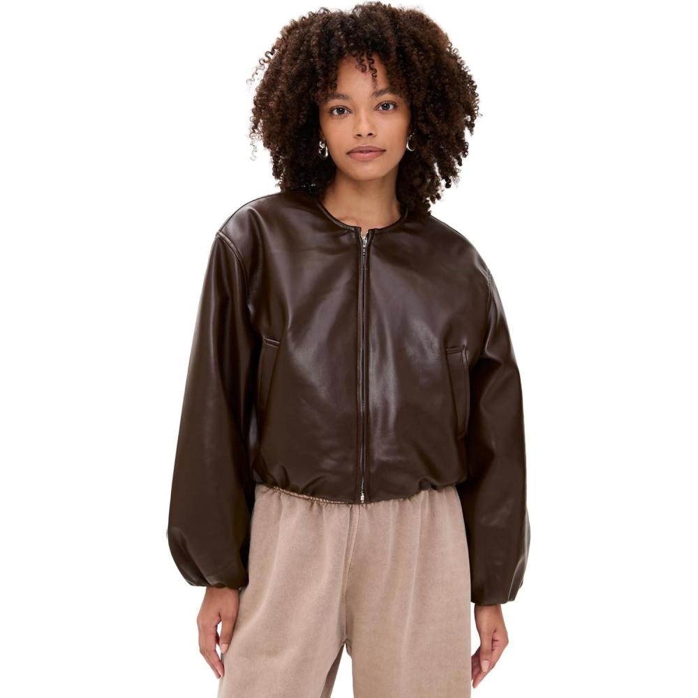 imageBLANKNYC Womens Grand Slam Faux Leather JacketPlum