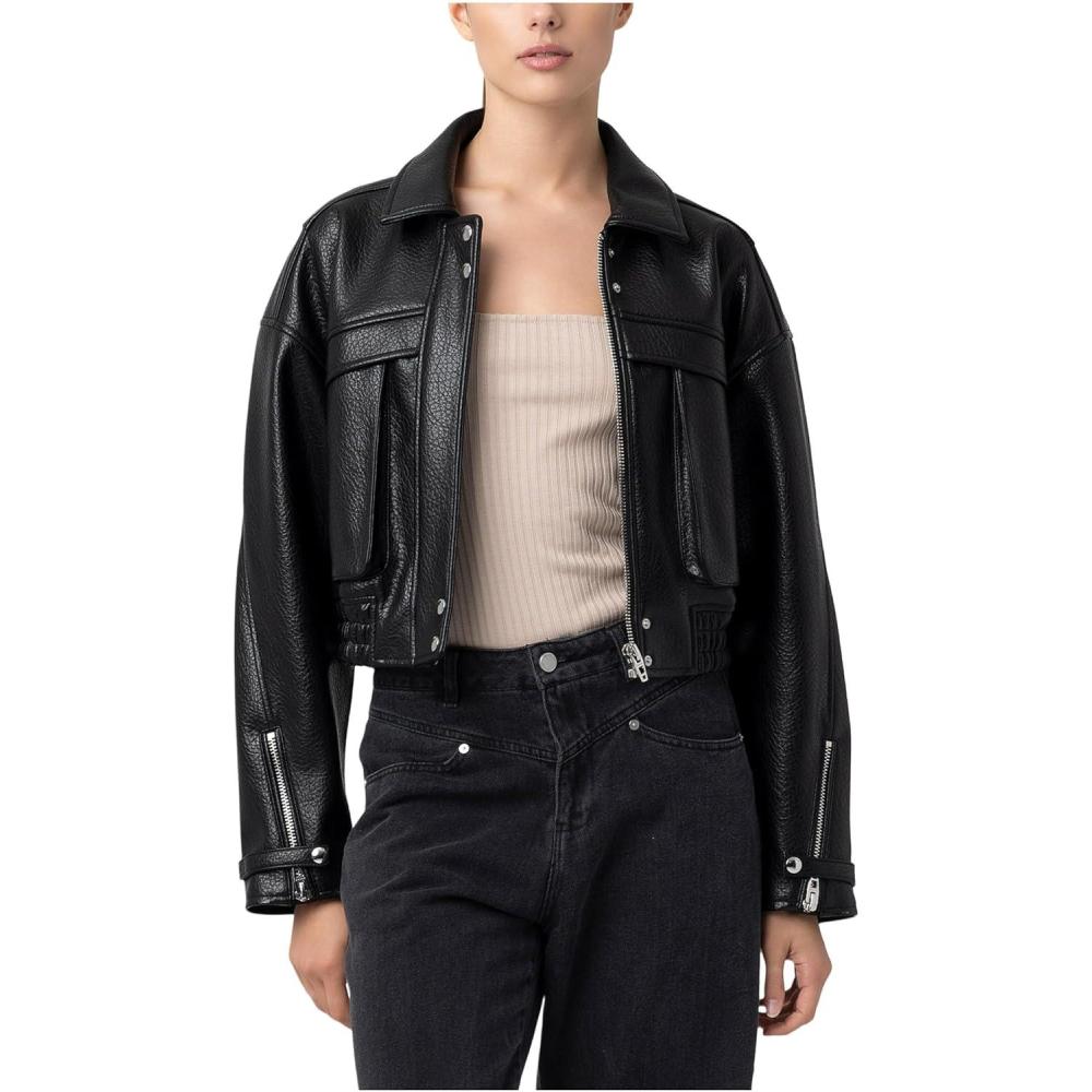 imageBLANKNYC womens Epic Moment Leather Bomber JacketBlack