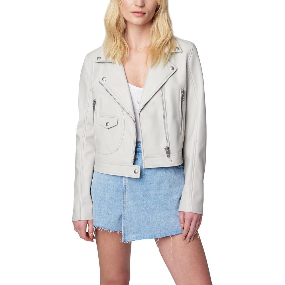 imageBLANKNYC womens Fitted Vegan Leather Moto JacketLunch Date