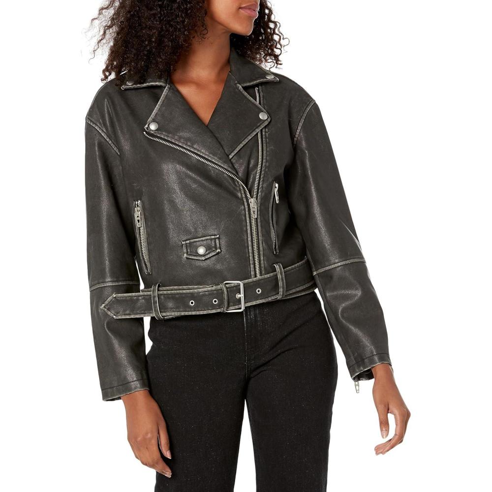 imageBLANKNYC womens Luxury Clothing Vegan Leather Moto Jacket With Belt Comfortable ampamp Stylish CoatAlist