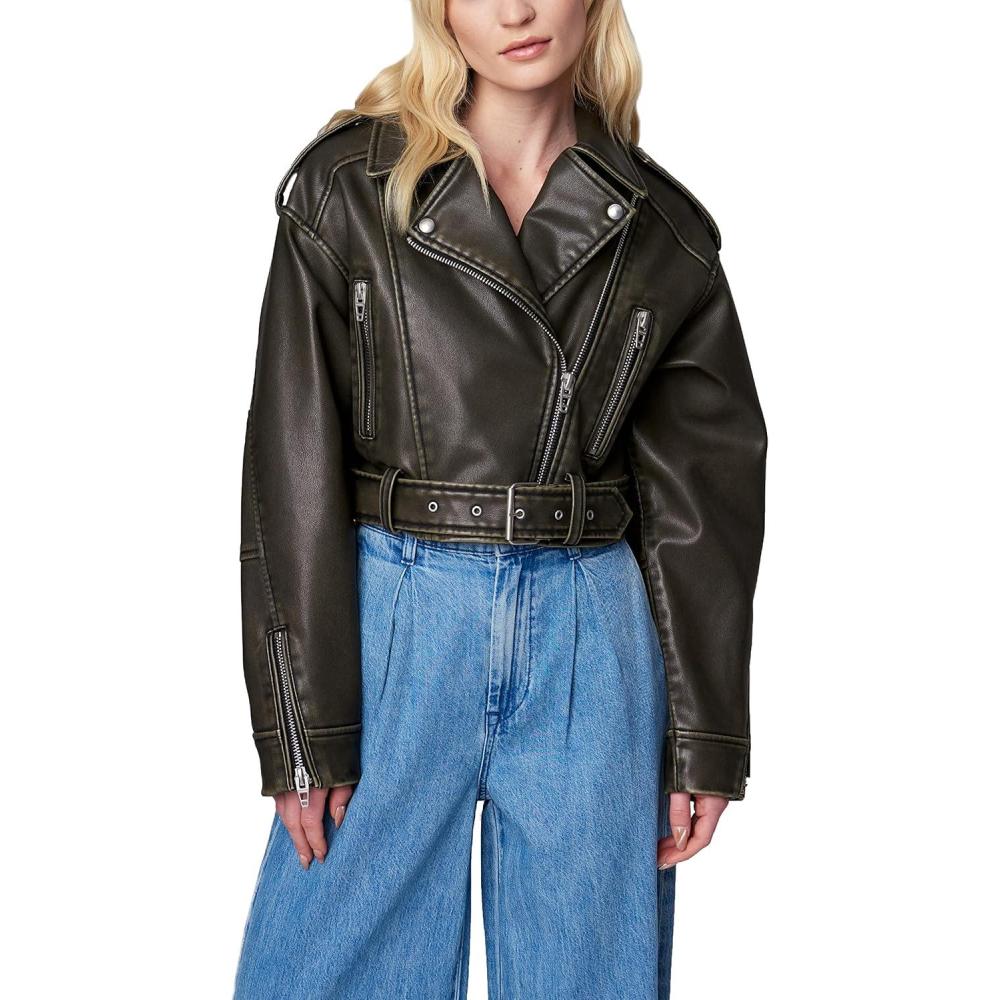 imageBLANKNYC womens Oversized Vegan Leather Moto JacketRide Off
