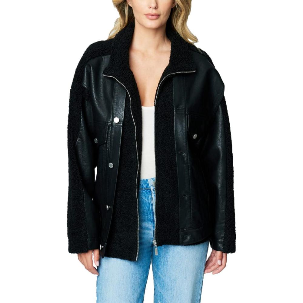 imageBLANKNYC womens Sherpa Vegan Leather Trucker JacketMulti