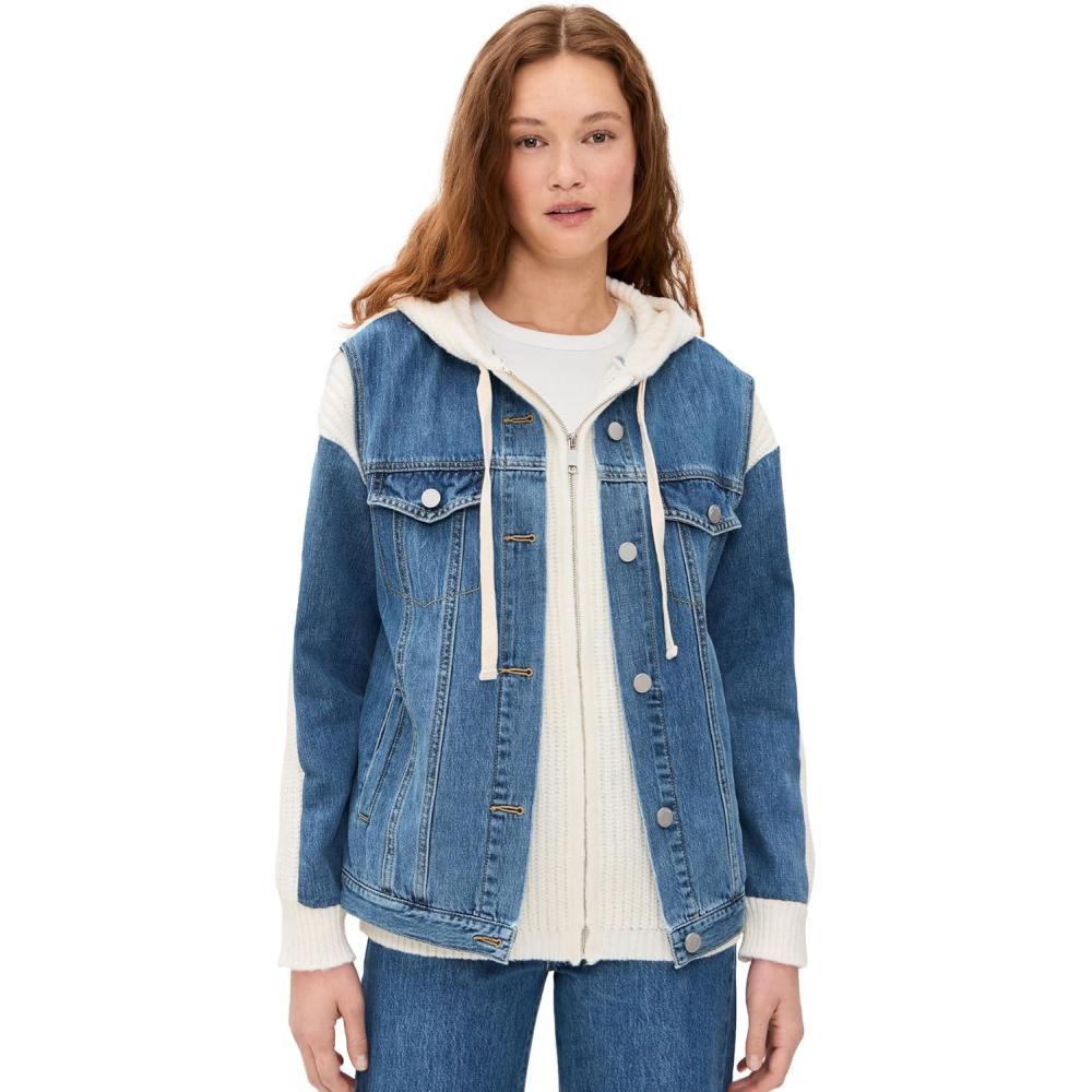 imageBLANKNYC womens Sweater and Denim Trucker JacketMulticolor
