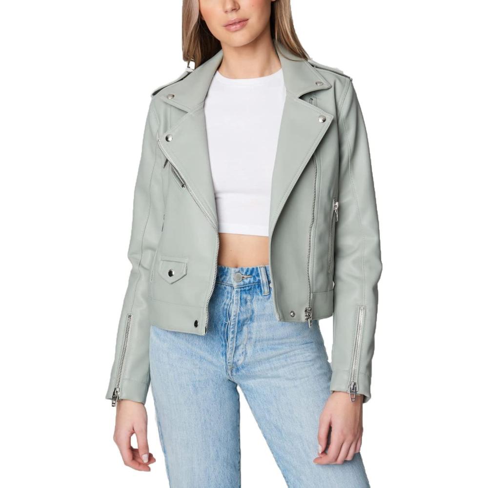 imageBLANKNYC womens Vegan Leather Moto Jacket With Zipper and Pocket Detail Stylish Coat ampamp Designer ClothingPlay Act