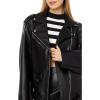 [BLANKNYC] Womens Luxury Clothing Vegan Leather Long Belted Moto Jacket with Zipper, Stylish Coat(Finding Love)
