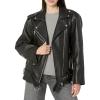 [BLANKNYC] Womens Luxury Clothing Vegan Leather Long Belted Moto Jacket with Zipper, Stylish Coat(Finding Love)